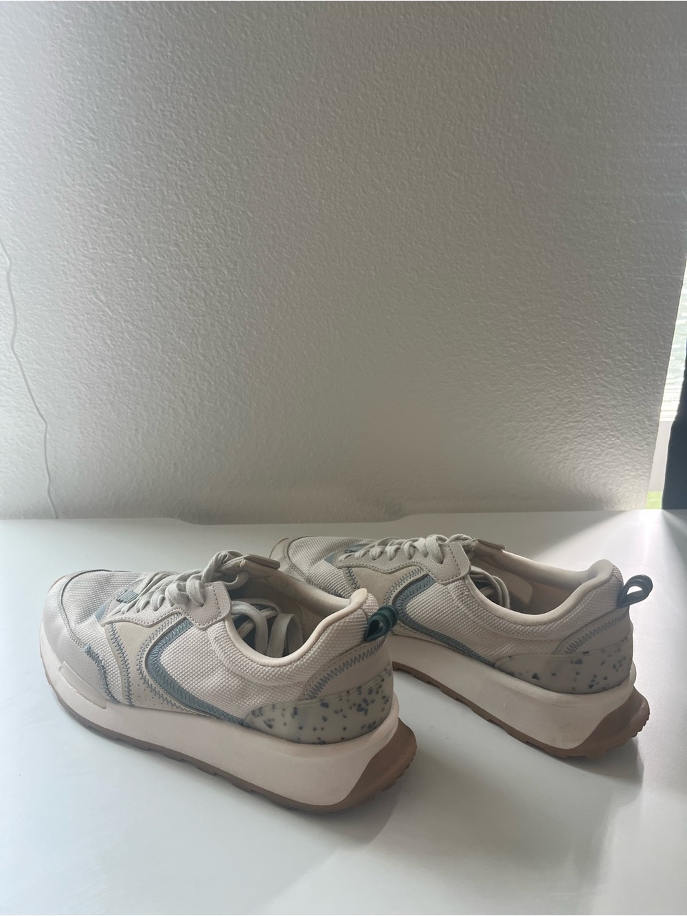 Zara Chunky Platform Retro Trainers with Light Blue Trim